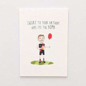 Cheers om uw verjaardag, hoop dat het de bom kaart | 300gsm C Grain Aquarel Papieren Kaart | Beste design cadeaukaart