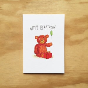 Bearthday heureux | Carte de voeux fait main | Carte d’anniversaire drôle | carte de paresseux | ours carte | jeu de mots ours | jeu de mots animaux | carte de voeux animale