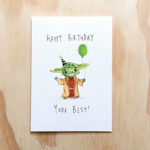 Feliz Aniversário, Yoda Melhor | Cartão feito à mão | Cartão engraçado de Star Wars de <br> Entrega Rápida? Cartão de Guerra nas Estrelas de <br> Entrega Rápida? Cartão Yoda | desenho de guerra nas estrelas | cartão jedi