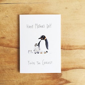 Feliz Día de la Madre, Eres el Más Cool Tarjeta de felicitación hecha a mano ? Tarjeta del Día de las Madres (Mothers Day Card) Regalo para mamá ? Tarjeta de pinganillo ? Pun de penguin ? tarjeta de animales