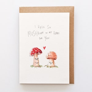 J’ai tellement de champignons dans mon cœur pour vous | Carte de vœux faite à la main | Carte d’amour | Carte saint Valentin | Carte champignon | carte de cuisson