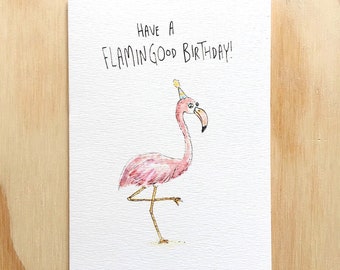 Have a Flamingood Birthday | Handmade greeting card | Funny Birthday Card | flamingo card | animal greeting card | Bird card | flamingo pun
