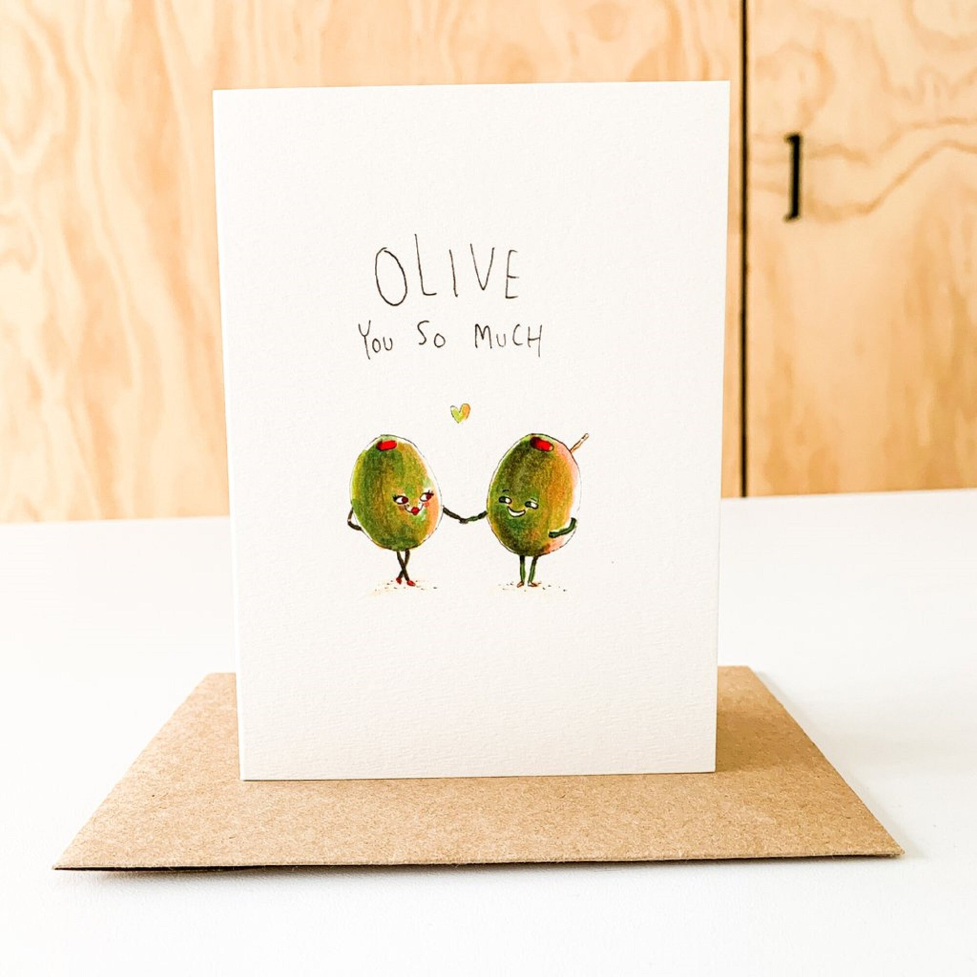Olive You so Much Valentine Card Olive Card Love Card Etsy