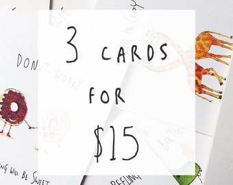 Bulk bundle - 3 cards for 15 dollars | Greeting card | Birthday card | bulk card | card bundle | Funny Birthday | Card card pack | Pun cards