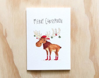 Merry Christmoose | Funny Christmas Card | Funny Christmas Card Pack Funny Christmas Gift Christmas Card Funny Xmas card | Holiday card