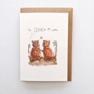 You Quokka My World / Biglietto di auguri fatto a mano / Biglietto d'amore / Biglietto di San Valentino / Biglietto di quokka / Quokkas / Isola di Rottnest / Biglietto Australia