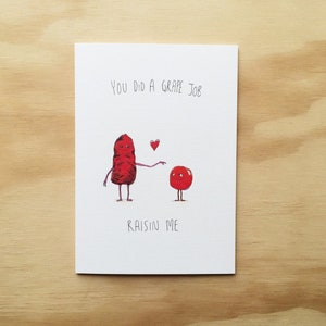 You Did a Grape Job Raisin Me Card | Handmade Designed and Printed in Yarraville Card