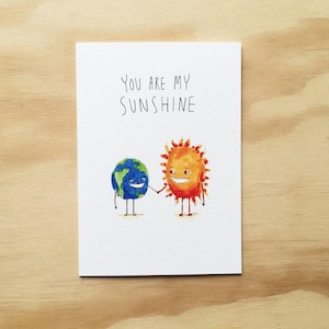 You Are My Sunshine | Cartolina d'auguri fatti a mano | Scheda di amore | Cartolina di San Valentino | Sunshine | Scheda divertente amore | carta di amicizia | aiuto carta