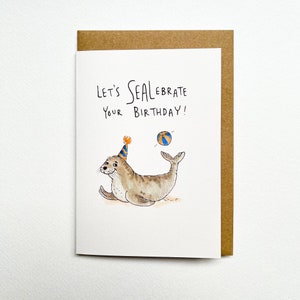 Let's Sealebrate Your Birthday Handgemachte Seehund Grußkarte für Geburtstag Feier Kunst