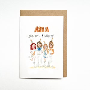 ABBA - Aniversário Maravilhoso | Cartão de Aniversário Engraçado | Cartão de Felicitações com Trocadilho | Presente para Amantes da Música | Em Branco | Desenhado à Mão