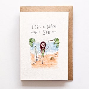La vida es una playa cuando yo mar usted / tarjeta de felicitación hecha a mano / tarjeta de amor / tarjeta de día de San Valentín / tarjeta de playa / tarjeta de mar / tarjeta de la naturaleza