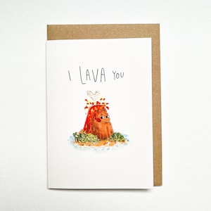 I Lava You / Tarjeta de felicitación hecha a mano / Divertida tarjeta de volcán para el día de San Valentín y alguien especial que amas