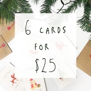 Lot de Noël en vrac - 6 cartes pour 25 dollars | Paquet de cartes de Noël | cartes en vrac | lot de cartes | drôles de cartes de Noël | cartes de Noël