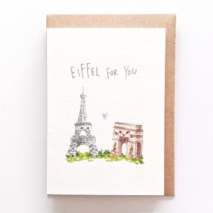 Eiffel für Sie | Handgemachte Grußkarte | Liebeskarte | Valentinstagskarte | Eiffelturm | Paris | französische Karte | Ich bin für Dich gefallen
