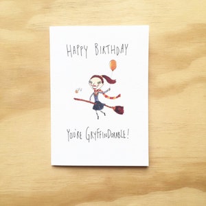 Happy Birthday You're Gryffindorable Card | 300gsm C Grain Aquarel Papieren Kaart | Met de hand getekend ontworpen en bedrukt in Yarraville