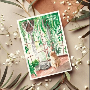 Cats Dreaming by the Window | Watercolour Card | Thinking of You Gift | Blank Inside | Hand Painted
