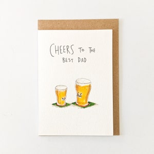 Proost op de beste vader | Grappige Vaderdagkaart | Wenskaart bier woordspeling | Cadeau voor vaders | Blanco binnenkant | Handgetekend
