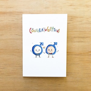 Congratugaytions - männlich | Handgemachte Grußkarte | Handgemachte Engagement-Karte | Selbst Hochzeitskarte | LGBT | gleichen Geschlechts Karte | Homosexuell Karte