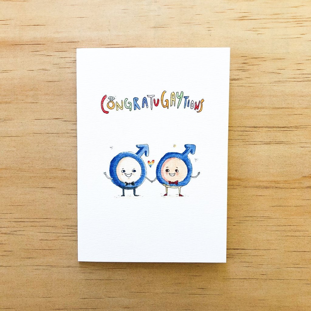 Congratugaytions - Male | Handmade greeting card | Handmade engagement card | Handemade wedding card | LGBT | same sex card | gay card