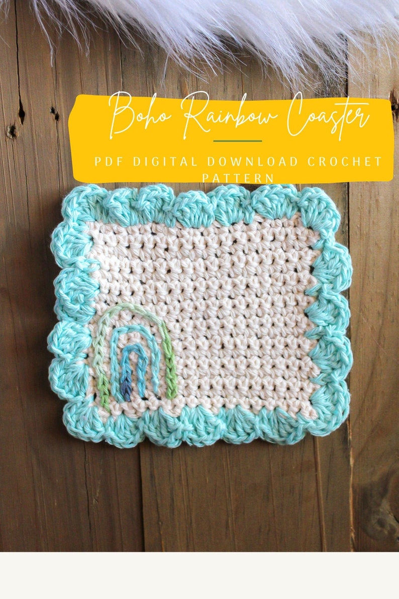 Boho Rainbow Coaster PDF Crochet Pattern image 1