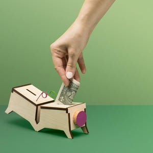 Piggy Bank.Wooden Balancing Coin Bank.Interactive Savings Box.Handcrafted&Eco-Friendly Gift.Fun Financial.Education Toy.Game.Seesaw.Savings