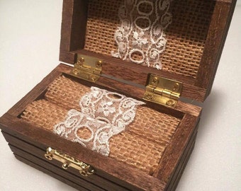 Ring Box, Wedding Ring Box, Ring Bearer Box, Wood Ring Box, Rustic Ring Box, Antique Ring Box, Engagement Ring Box, Ring Holder,Ring Pillow
