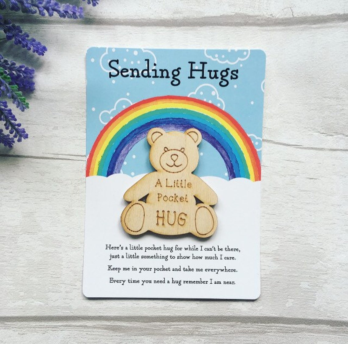 Little Pocket Hug Teddy Bear Send A Hug Postcard Gift Etsy UK