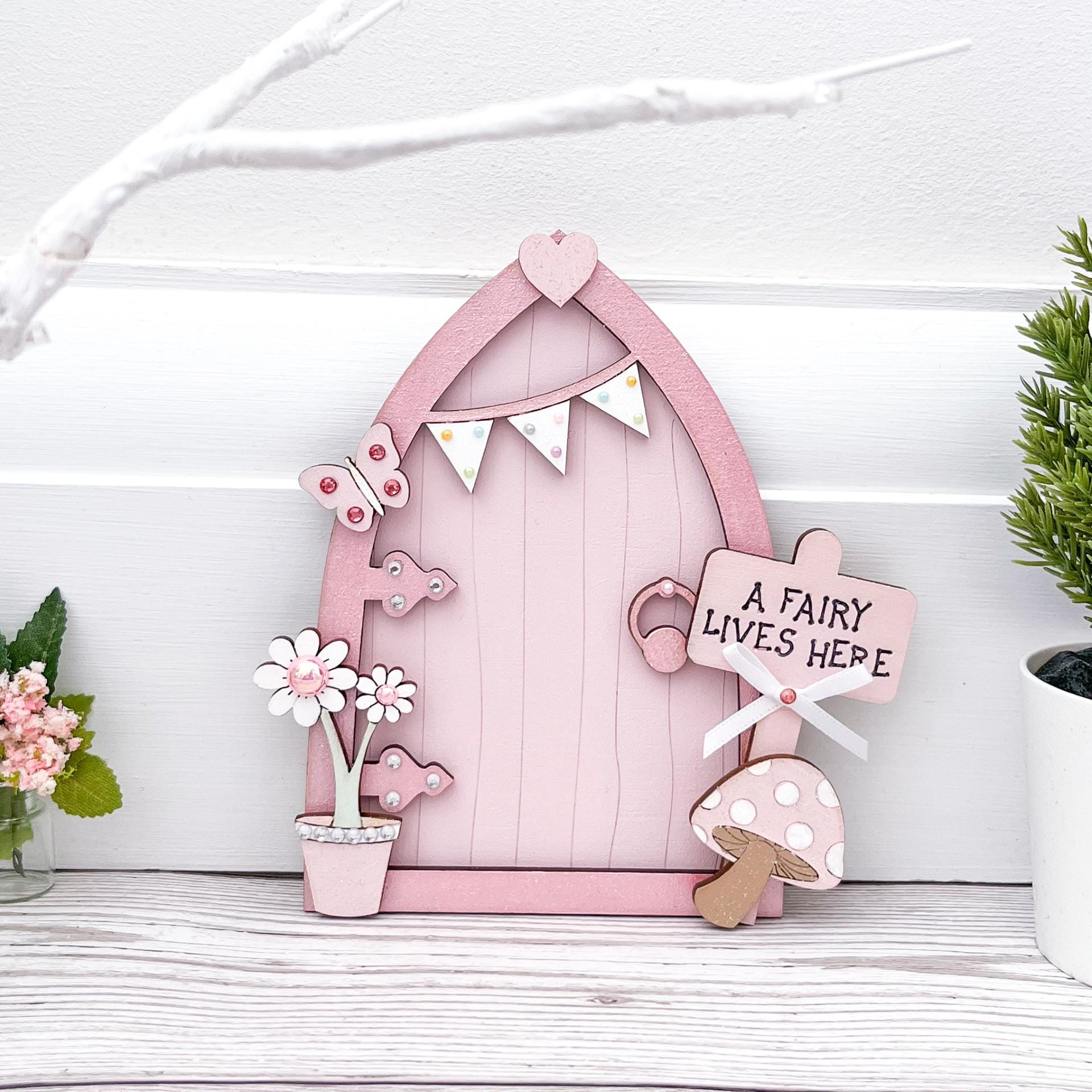 Magical Light Pastel Pink Fairy Door, Handpainted With Embellishments ...