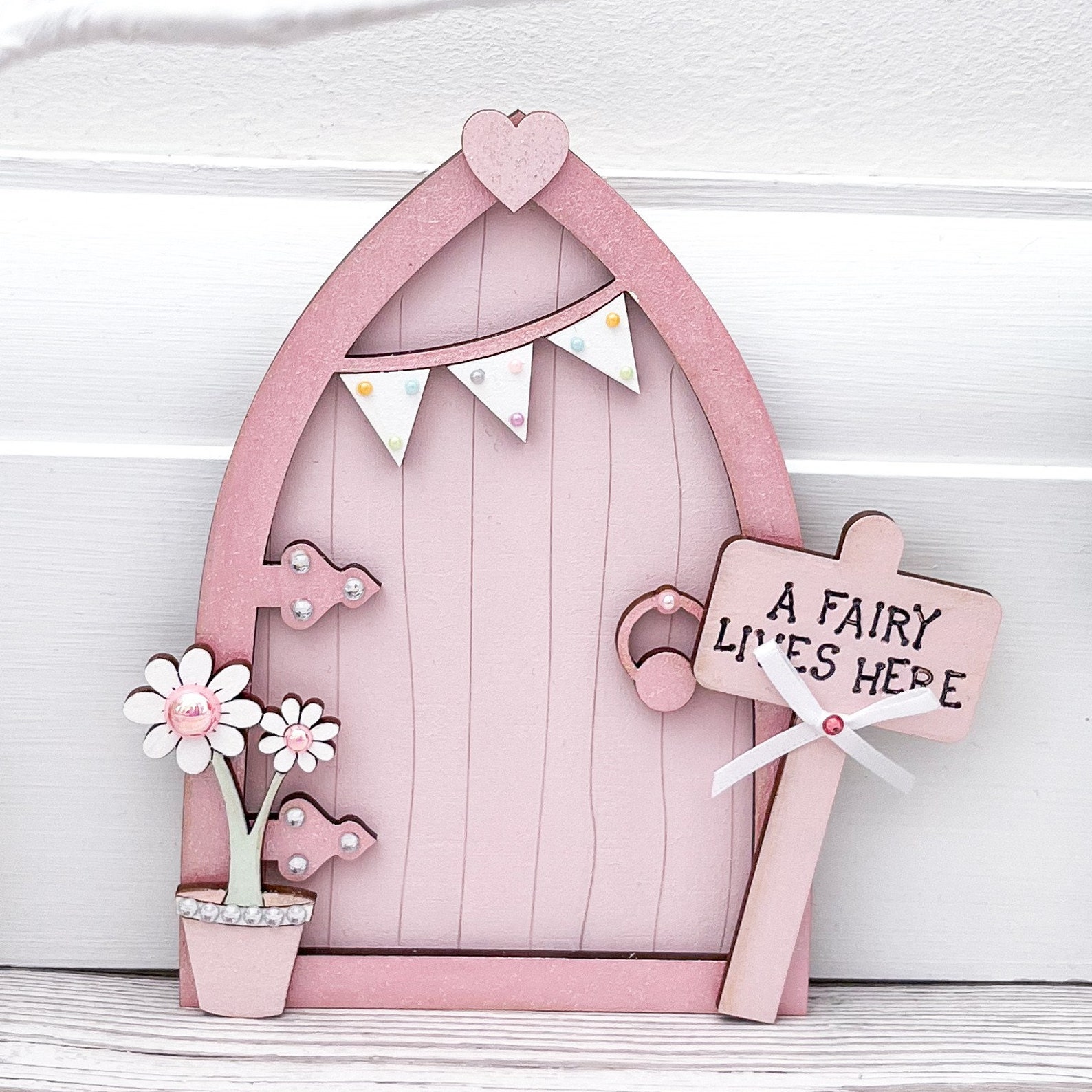Light Pink Bunting Fairy Door - Etsy