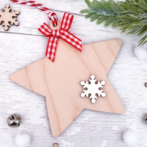 Nordic Star Christmas Decoration, Red & White Traditional Christmas Tree Decorations