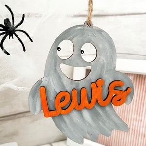 Personalised Halloween Decoration, Ghost, Hanging Decoration