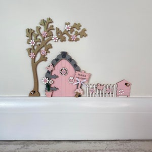 Blush Pink Fairy Door Set With Blossom Tree, Fence & Beehive - Etsy UK