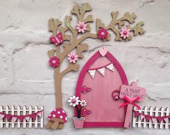 Magical Pink Fairy Door Set, Fairy Decoration, Pink Fairy Door, Fairy House, Tooth Fairy Door, Minature Door, Magic Door