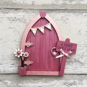 Magical Shimmer Pink Bunting Pink Fairy Door, Tooth Fairy Door, Minature Door, Shimmer Pink, Magic image 3