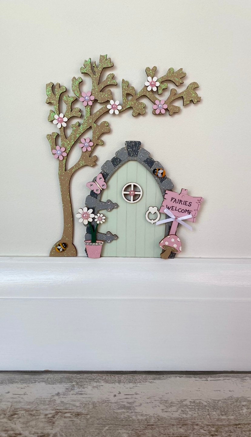 Sage Green & Pink Fairy Door, Available Individually or as a Set - Etsy