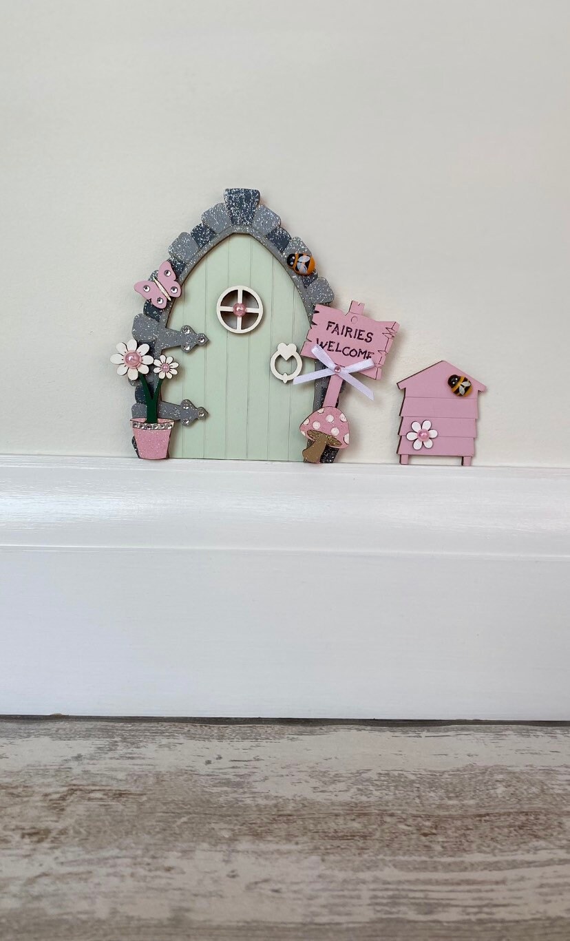 Sage Green & Pink Fairy Door, Available Individually or as a Set - Etsy UK