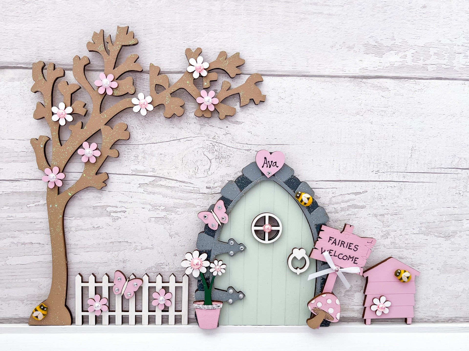 Sage Green & Pink Fairy Door, Available Individually or as a Set - Etsy