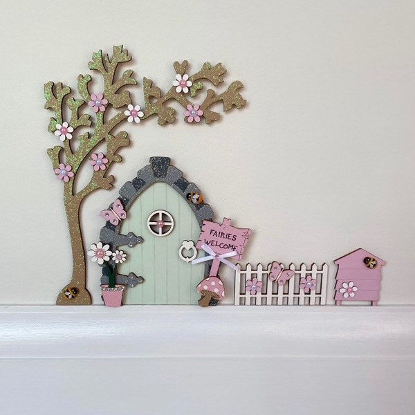 Sage Green & Pink Fairy Door, Available individually or as a set