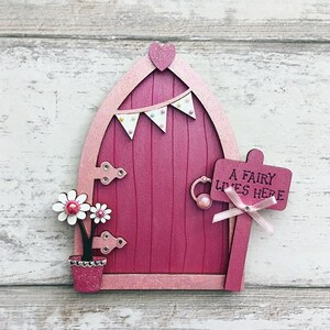 Magical Shimmer Pink Bunting Pink Fairy Door, Tooth Fairy Door, Minature Door, Shimmer Pink, Magic image 2