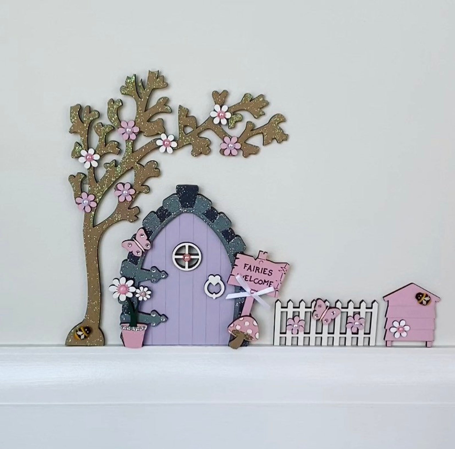 Fairy Door in Lilac & Pink - Etsy UK