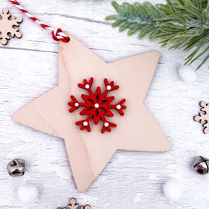 Nordic Star Christmas Ornament: Red Snowflake Decoration