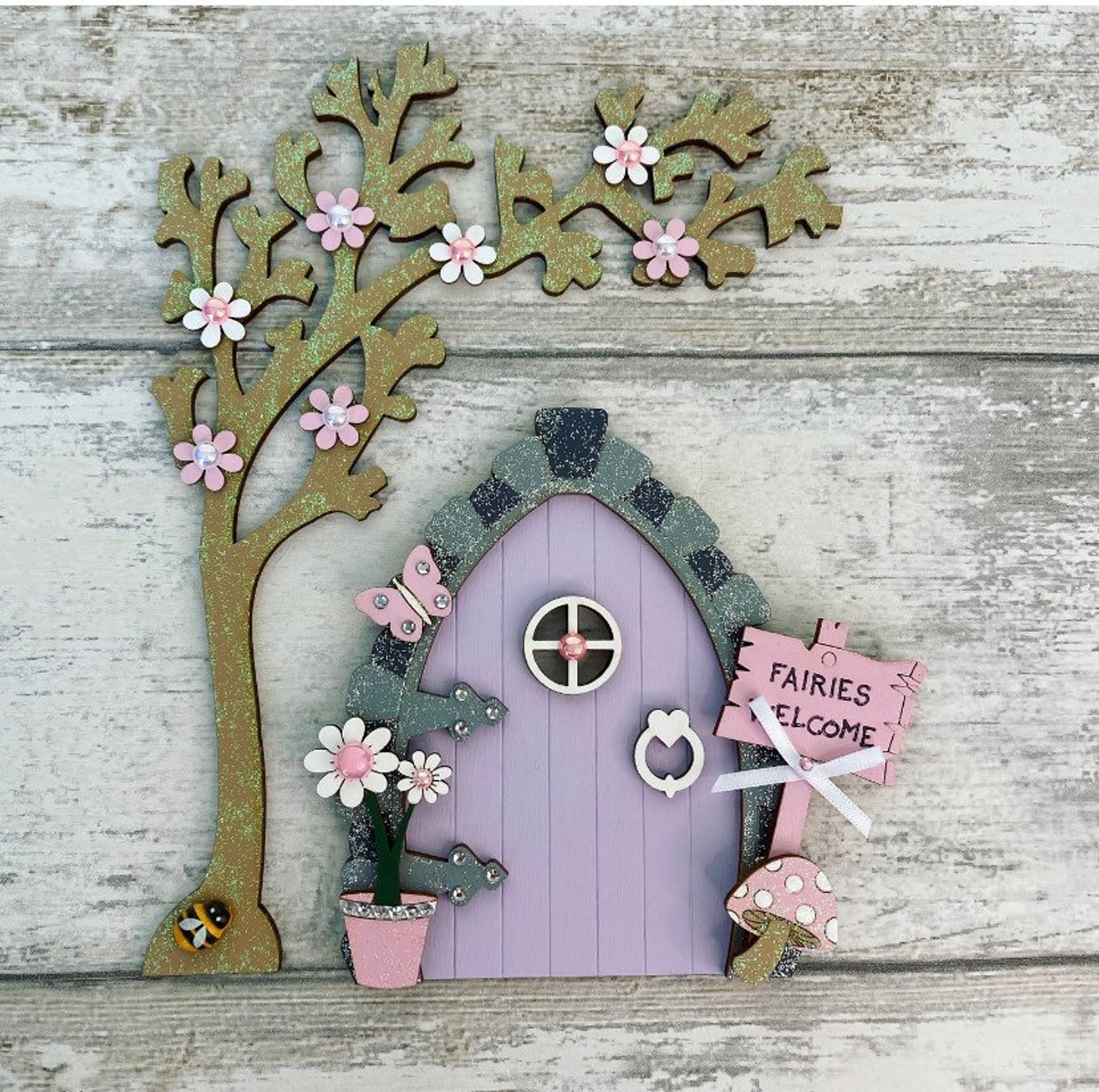 Fairy Door in Lilac & Pink - Etsy UK