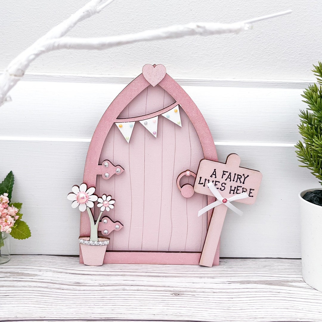 Light Pink Bunting Fairy Door - Etsy