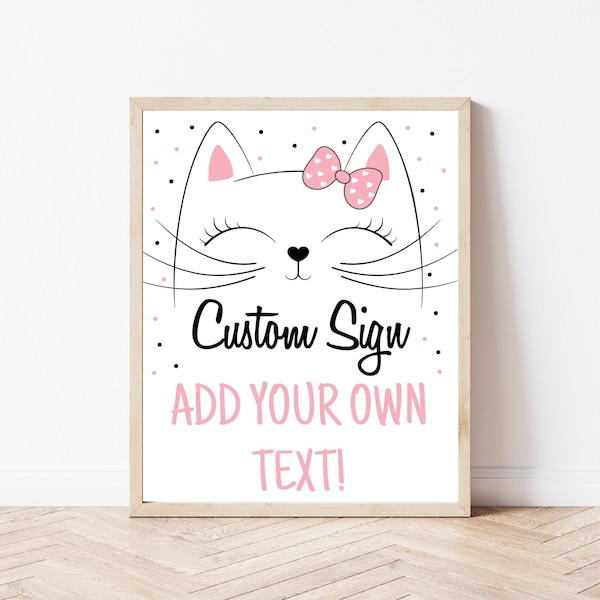 Kitten Birthday Party Custom Sign for Girls Cat Themed Party | Printable Cat Party Sign Template | Kitten Party Decorations | Meow Birthday