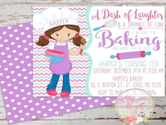 Baking Birthday Invitation Cake Decorating Birthday Etsy