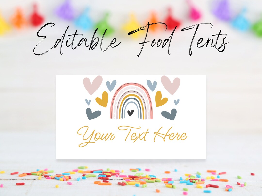 Editable Rainbow Food Tent Labels Rainbow Food Label Template Printable ...