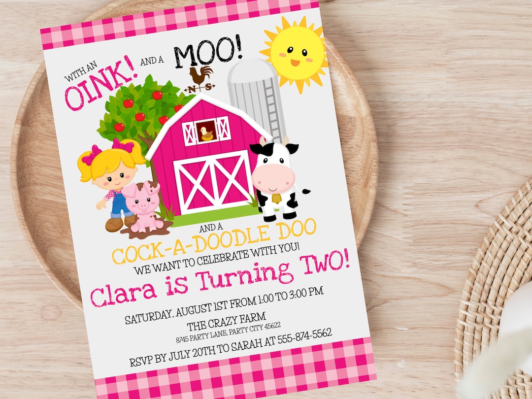 Editable Barnyard Birthday Invitation for Girls Printable Farm Birthday Invite Template for ...