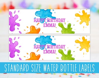 Editable Art Party Water Bottle Labels for Boys and Girls Paint Birthday Party | Printable Art Water Bottle Label Template | Colorful Decor