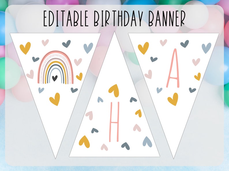 Editable Rainbow Happy Birthday Banner Printable Birthday - Etsy