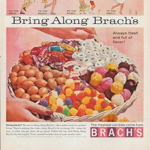 Print Ad Brach's Candy 1963 Gumdrop Mints Jelly Bean Bonbon Full